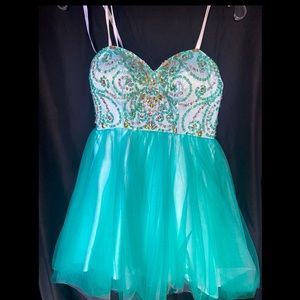 Mint bling homecoming dress
